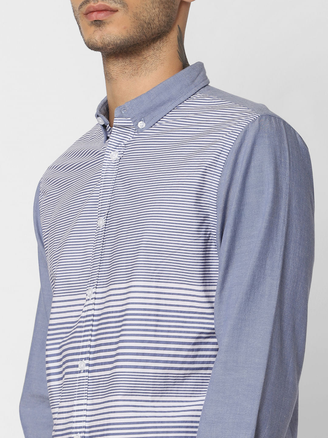 Blue Striped Full Sleeves Shirt