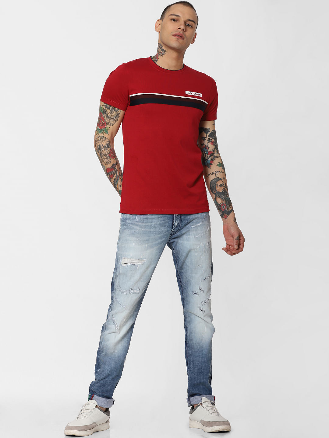 Blue Distressed Glenn Slim Fit Jeans - 28/30