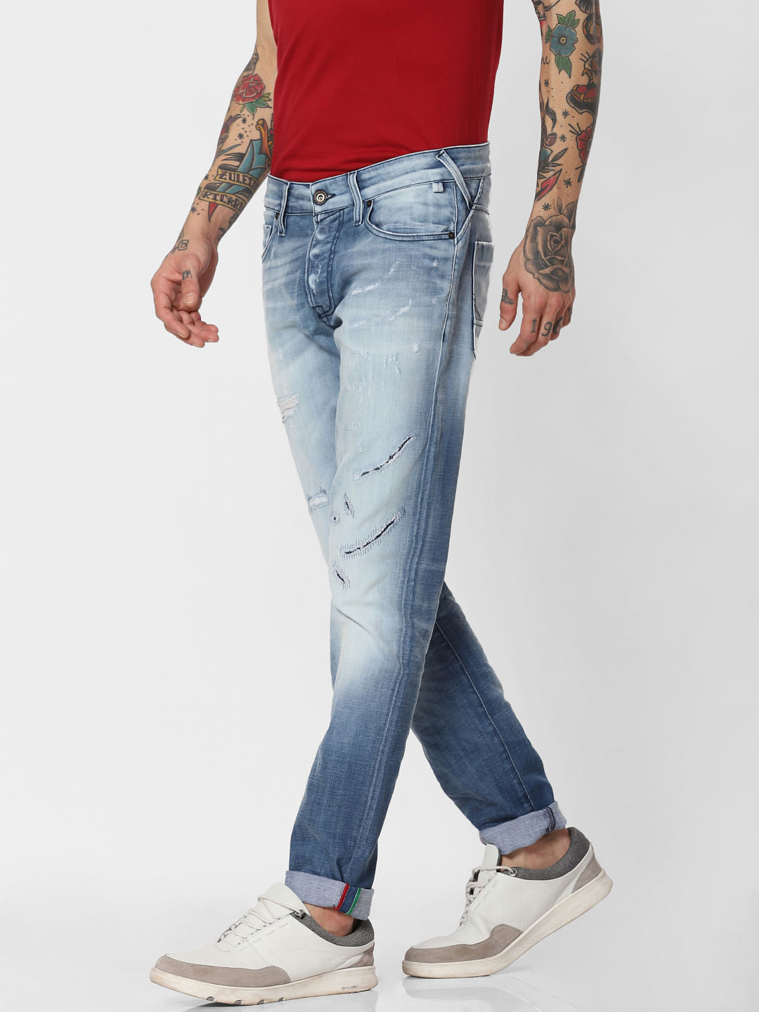 Blue Distressed Glenn Slim Fit Jeans