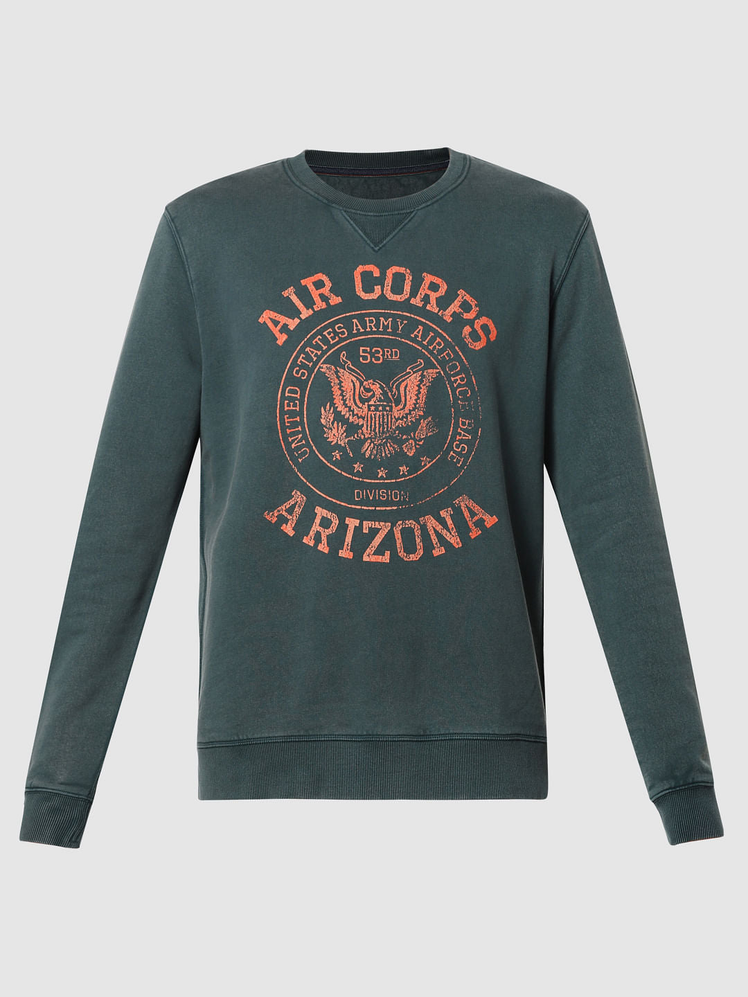 Green Text Print Sweatshirts