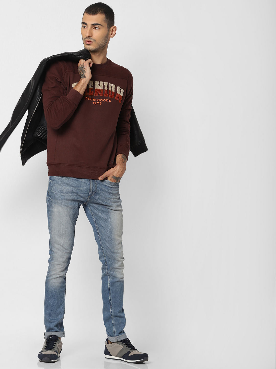 Burgundy Text Print Sweatshirt