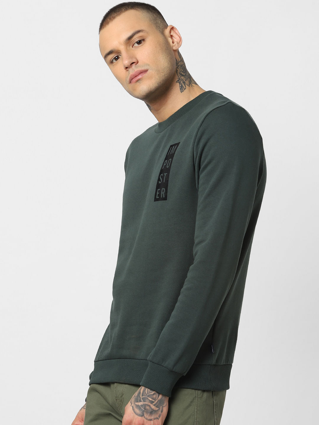 Dark Green Crew Neck Sweatshirt