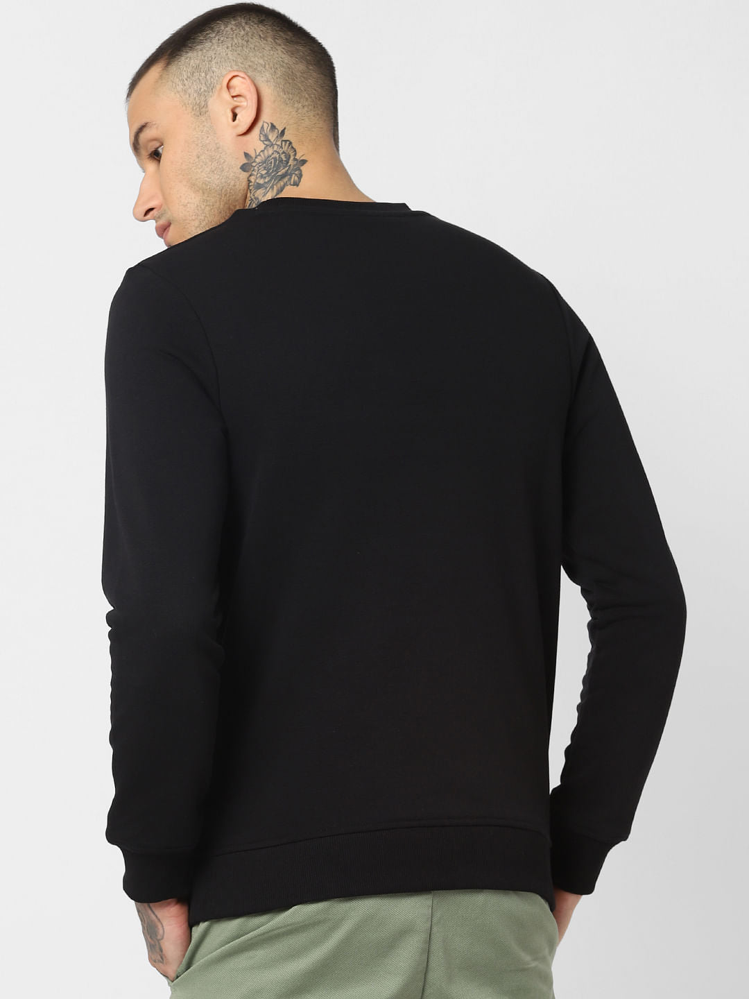 Black Camo Patch Print Sweatshirt