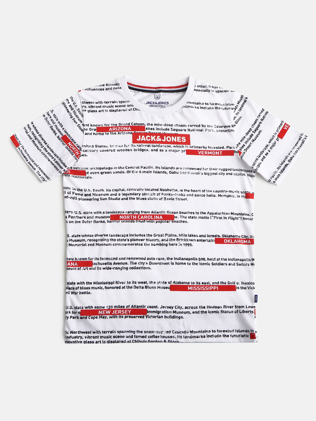 Boys White Text Print Crew Neck T-shirt - 128/8Y