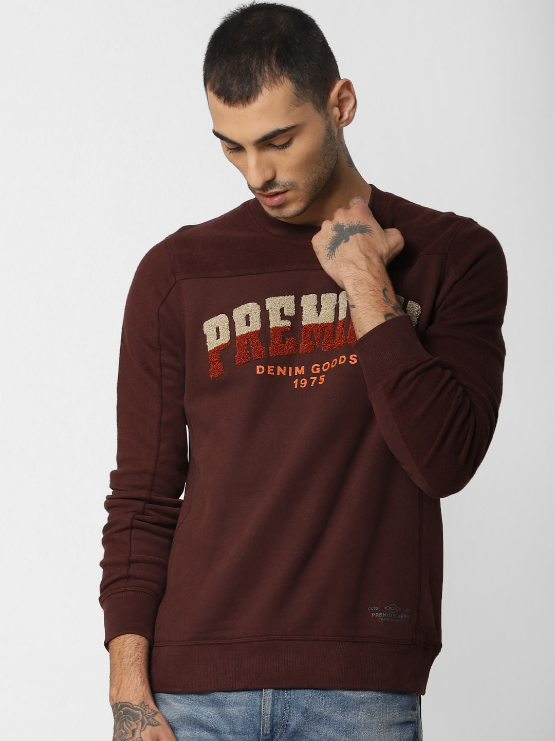 Burgundy Logo Print Sweatshirt - S