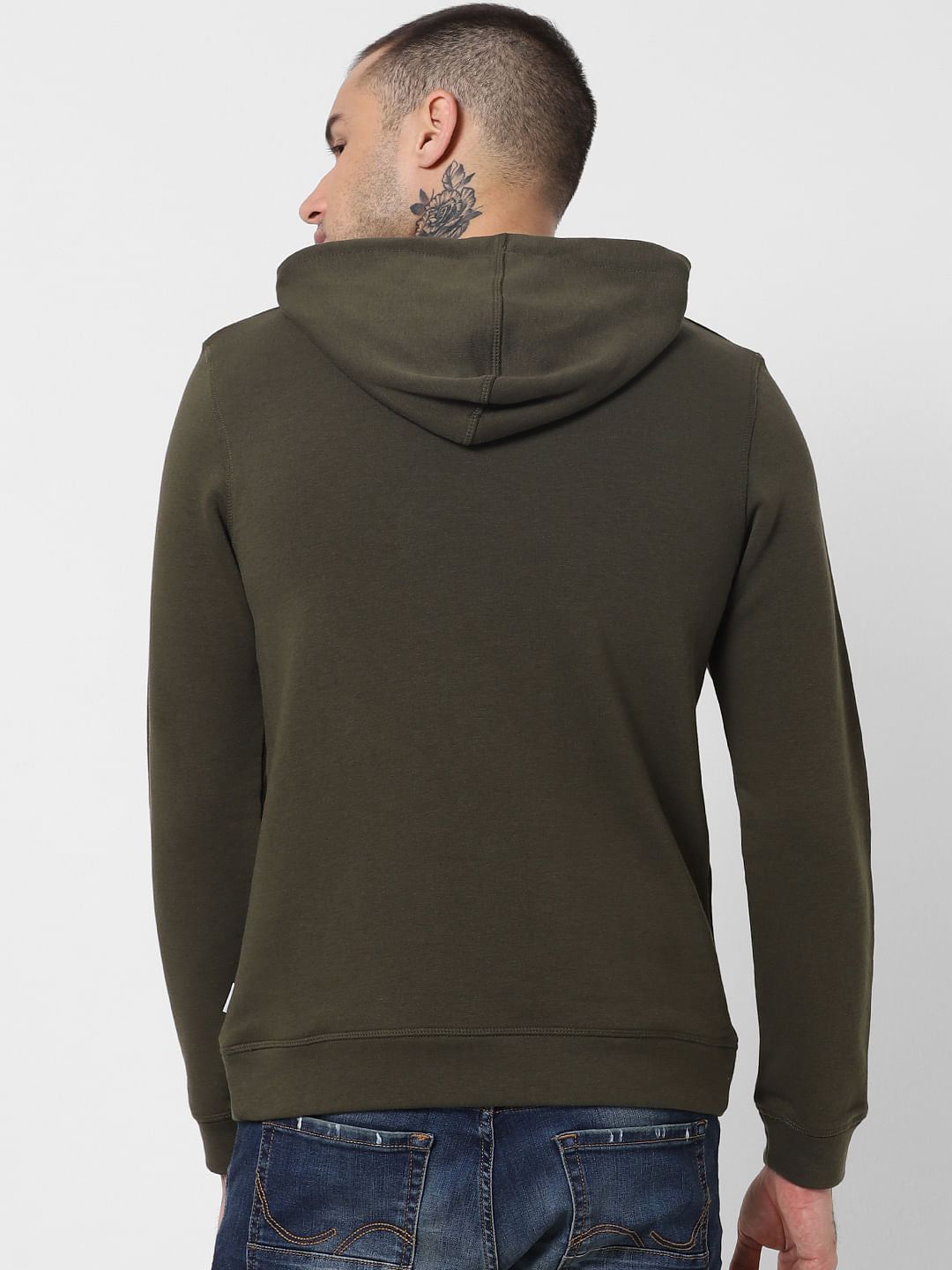 Green Logo Print Hooded Sweatshirt