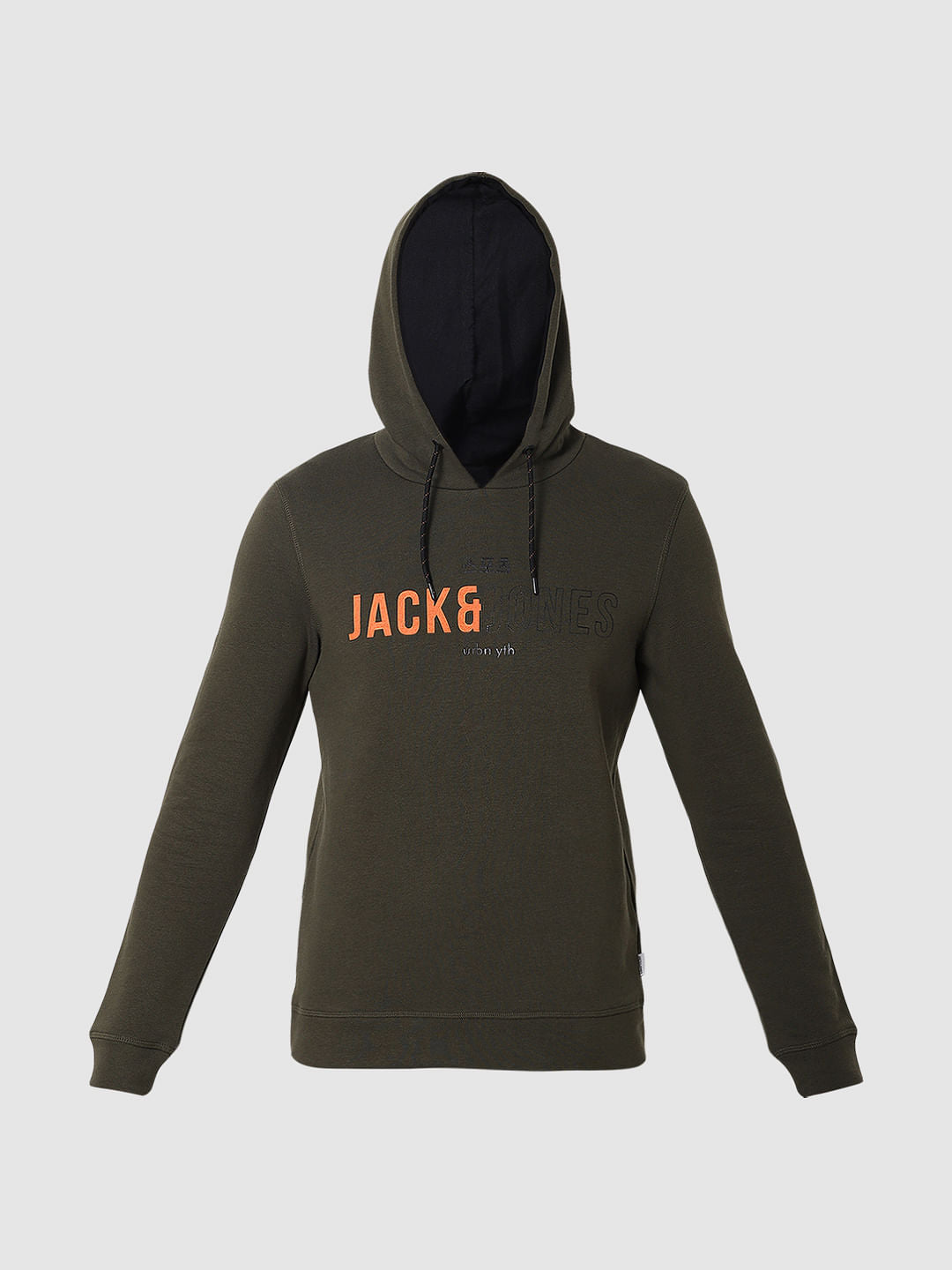 Green Logo Print Hooded Sweatshirt