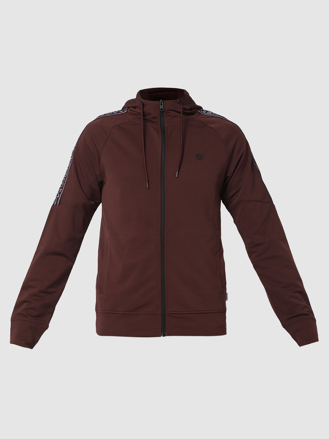 Dark Brown Tape Detail Hooded Sweatshirt