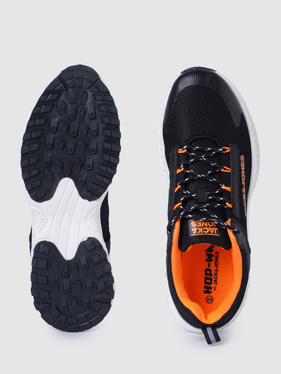 BLACK LACE-UP MESH SNEAKERS