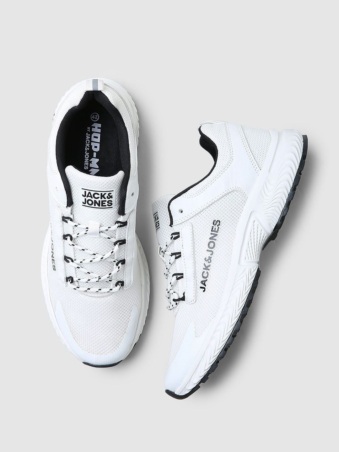WHITE LACE-UP MESH SNEAKERS