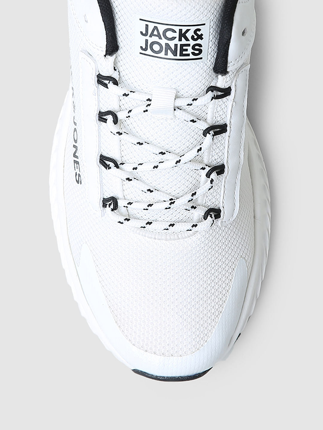 WHITE LACE-UP MESH SNEAKERS