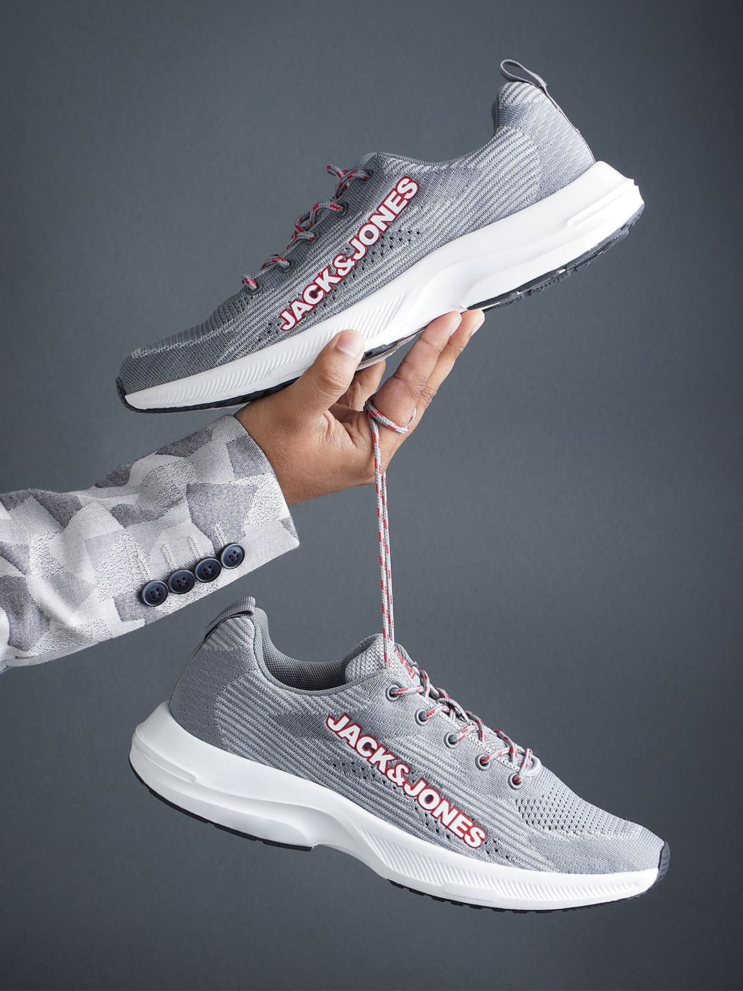 Grey Knit Sneakers - 6