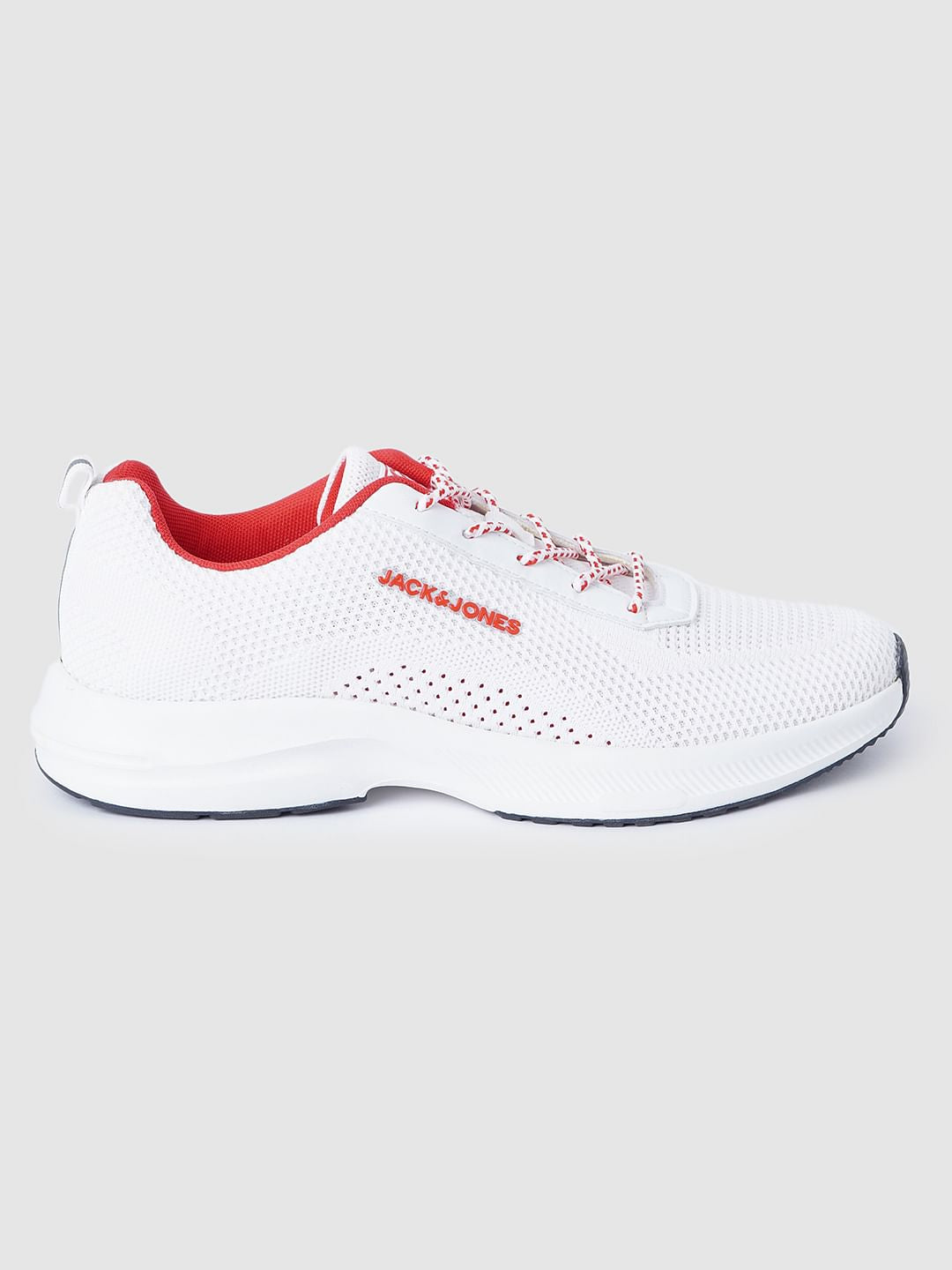 White Colourblocked Knit Sneakers