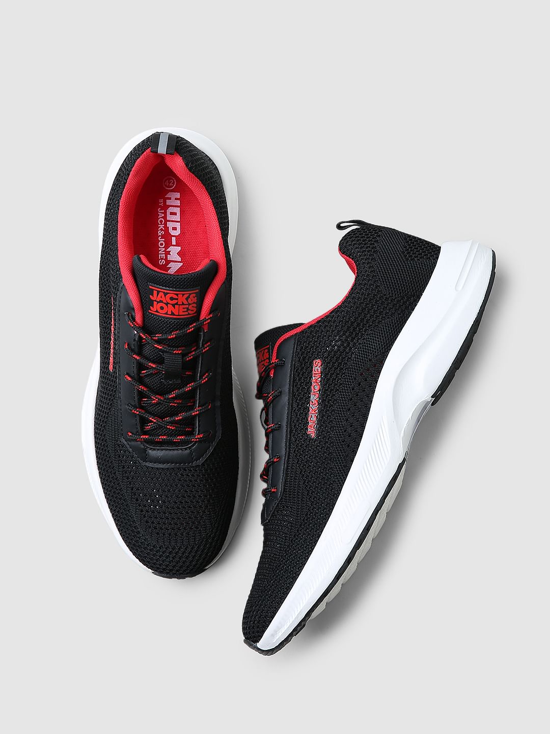 Black Logo Print Knit Sneakers