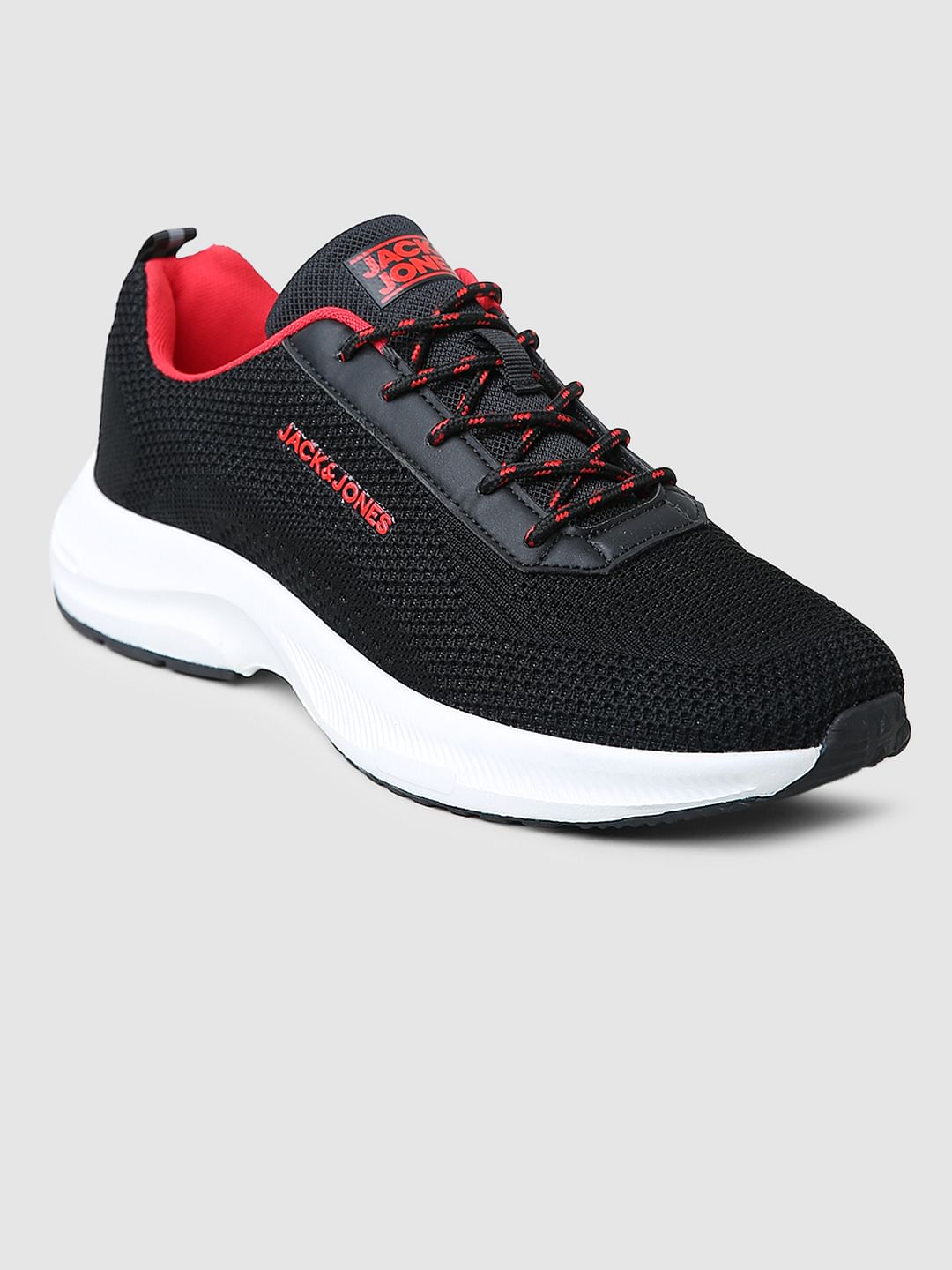Black Logo Print Knit Sneakers