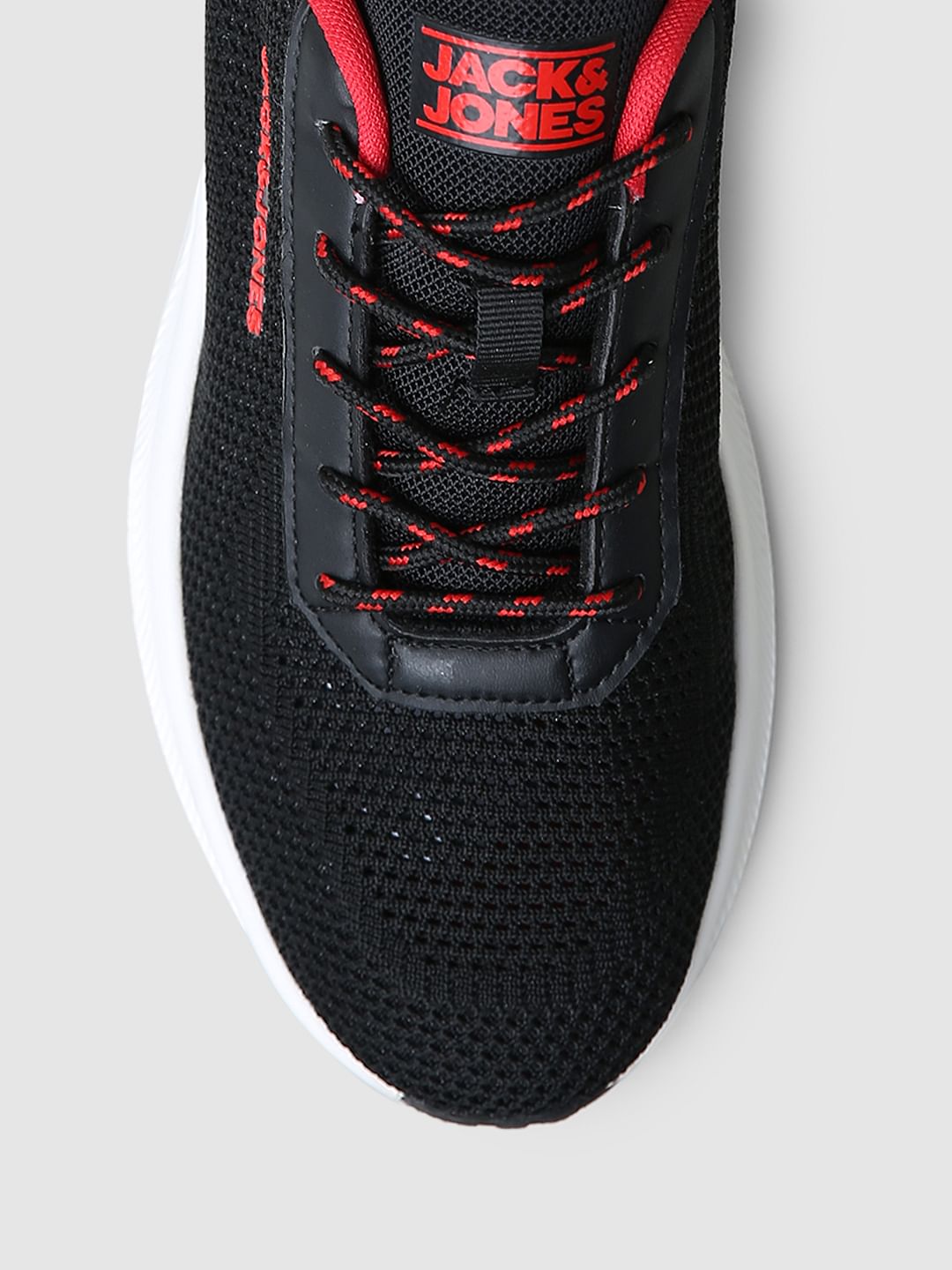 Black Logo Print Knit Sneakers