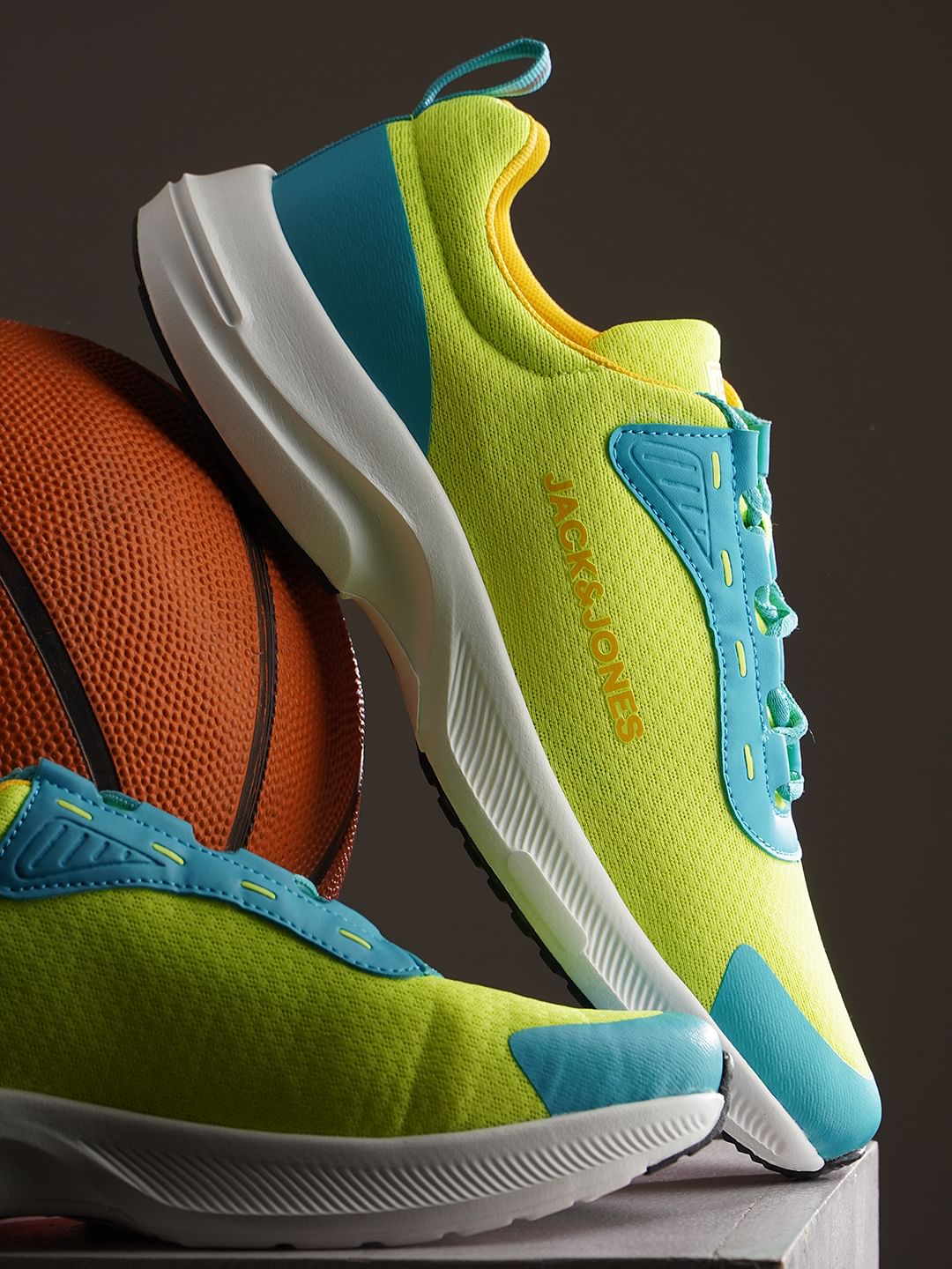 Lime Colourblocked Mesh Sneakers