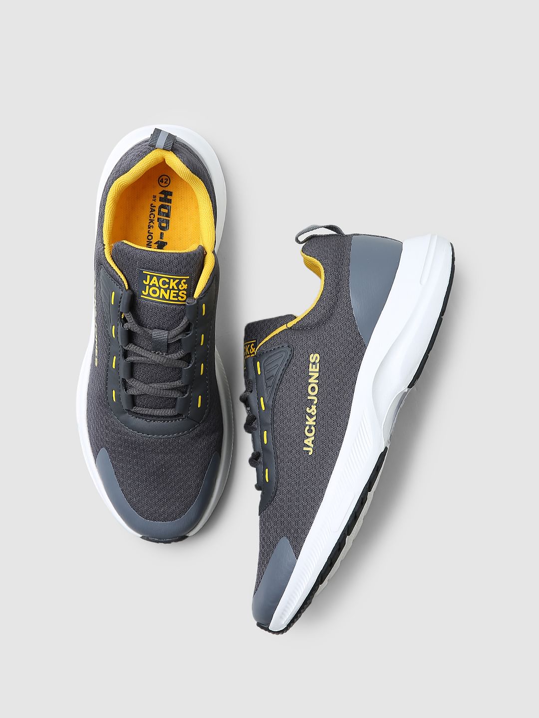 Grey Colourblocked Mesh Sneakers