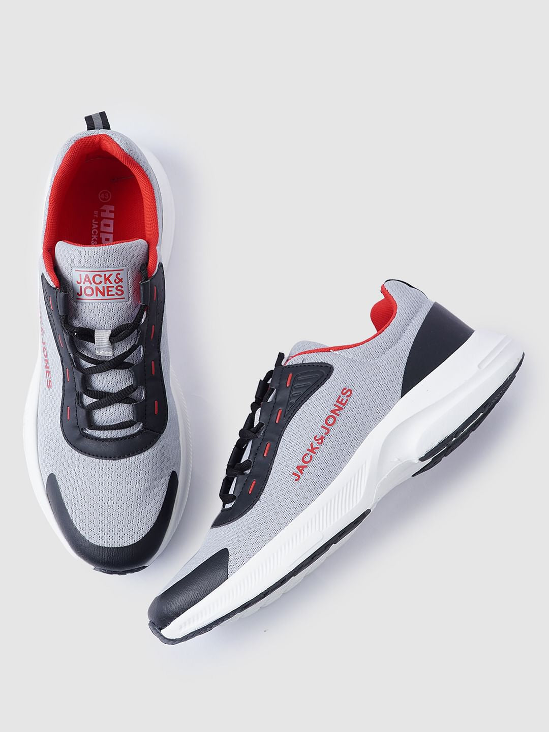 Grey Colourblocked Mesh Sneakers
