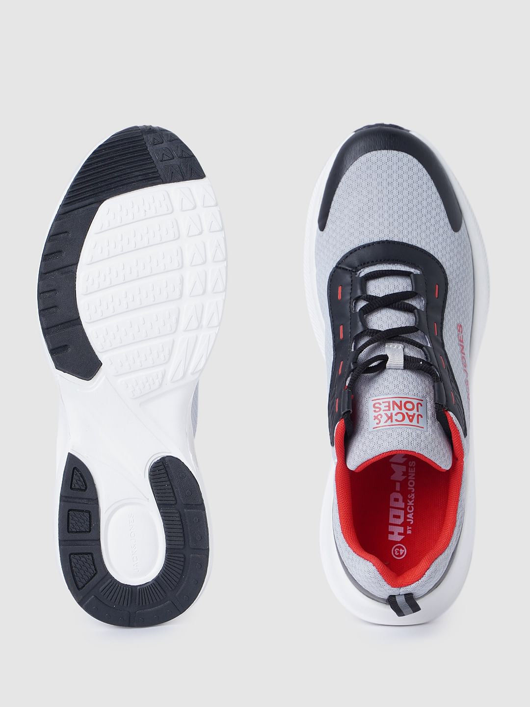 Grey Colourblocked Mesh Sneakers