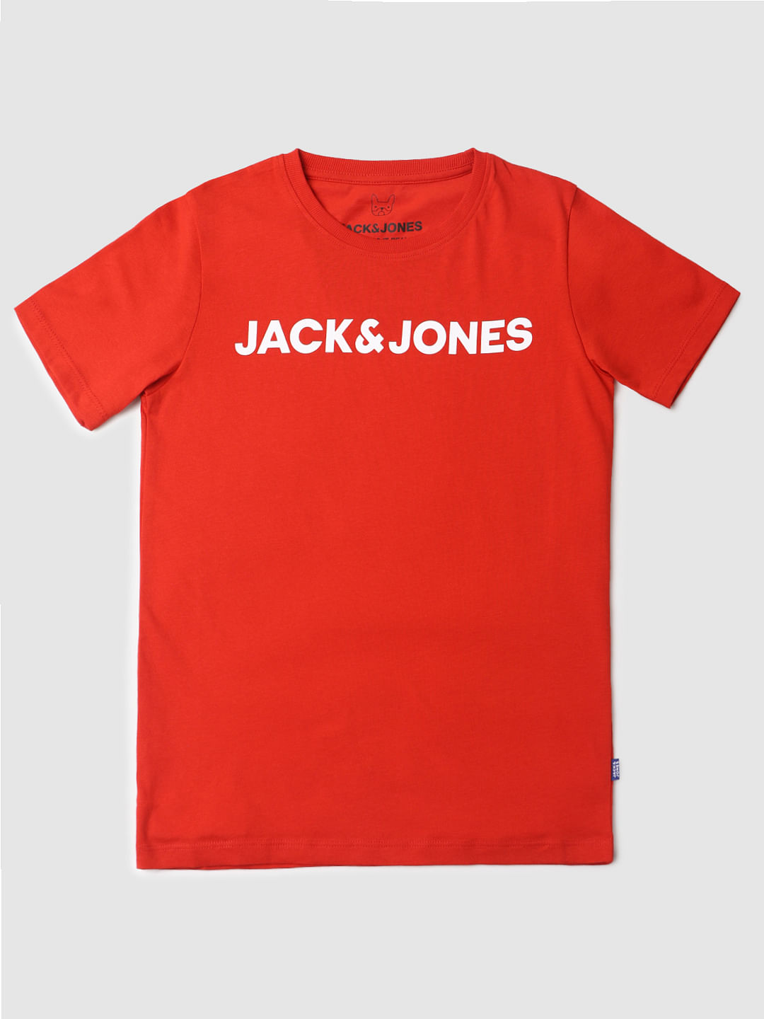 Boys Red Logo Print Crew Neck T-shirt