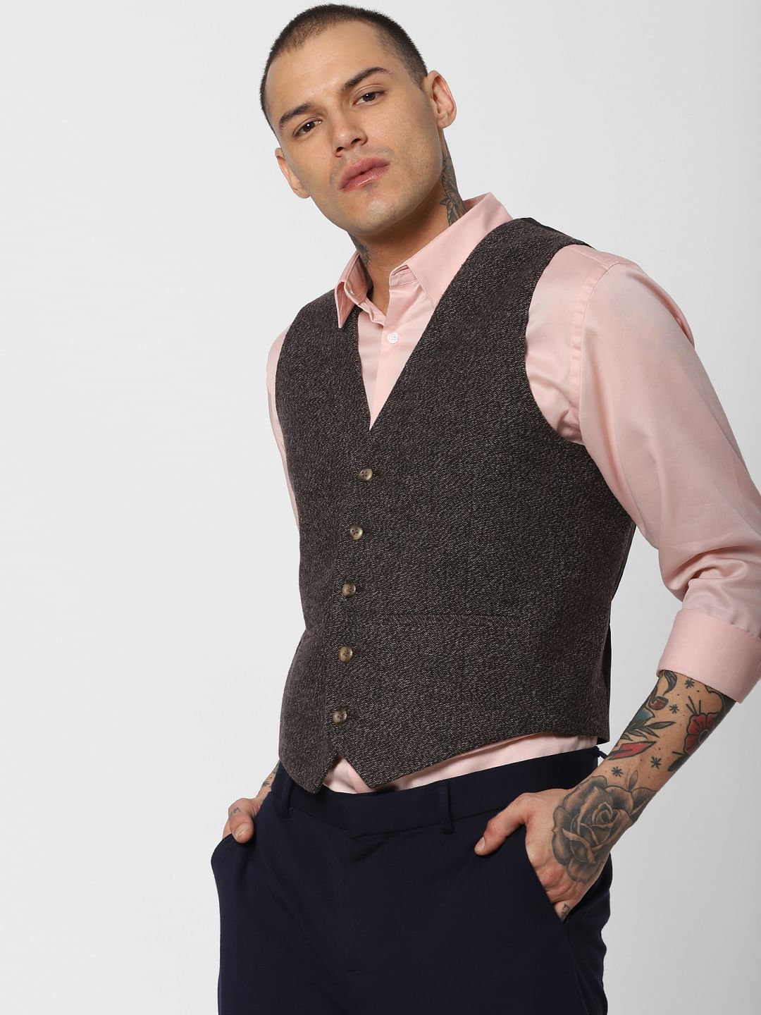 Brown Slim Fit Waistcoat