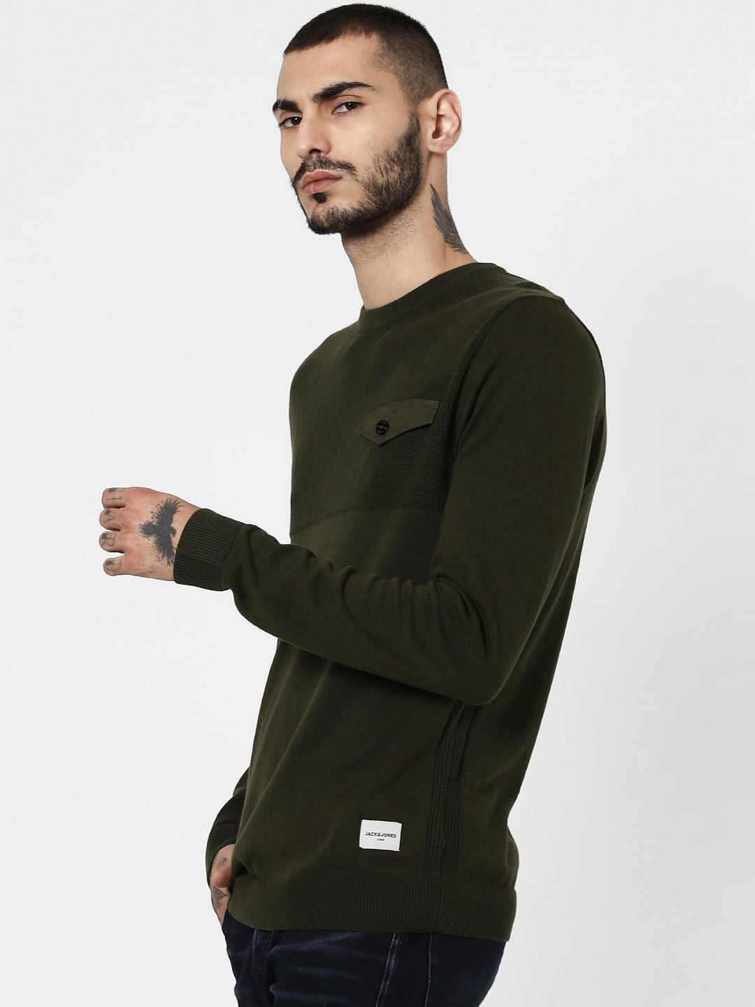 Green Pocket Flap Detail Pullover