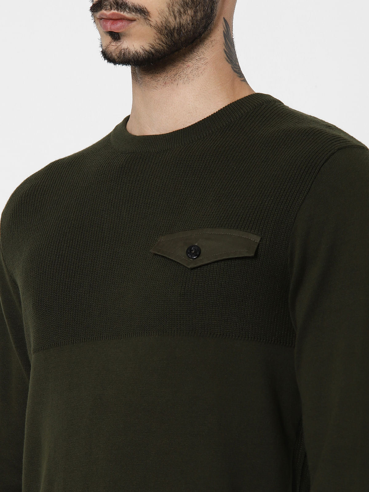 Green Pocket Flap Detail Pullover