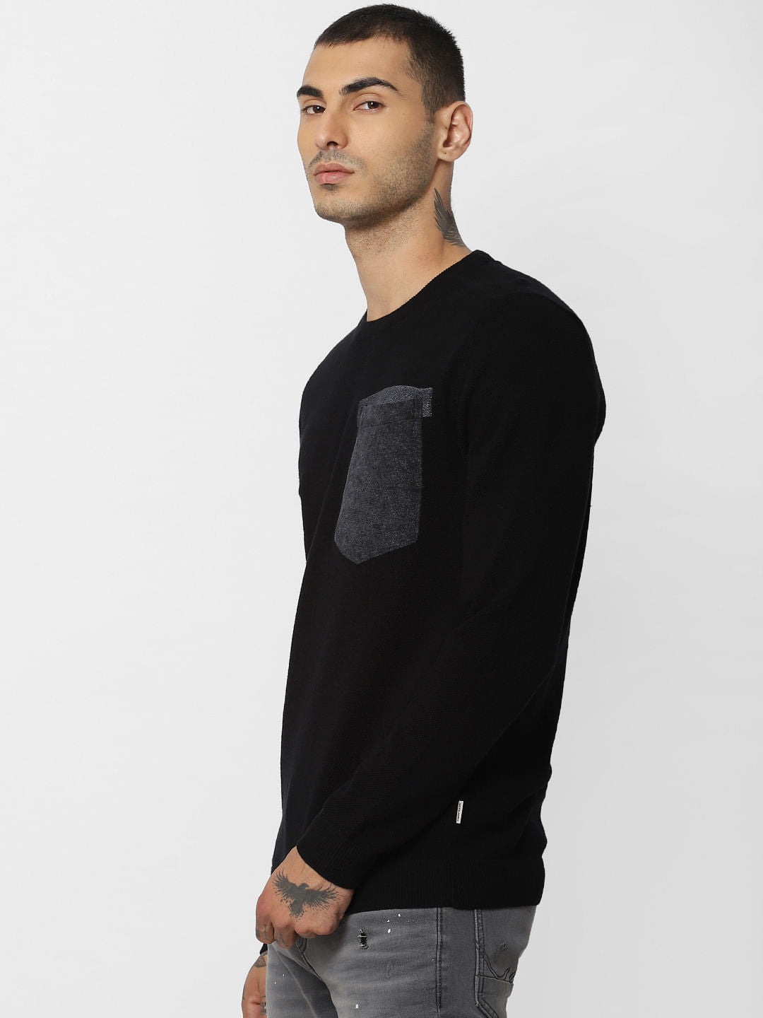 Black Patch Pocket Pullover
