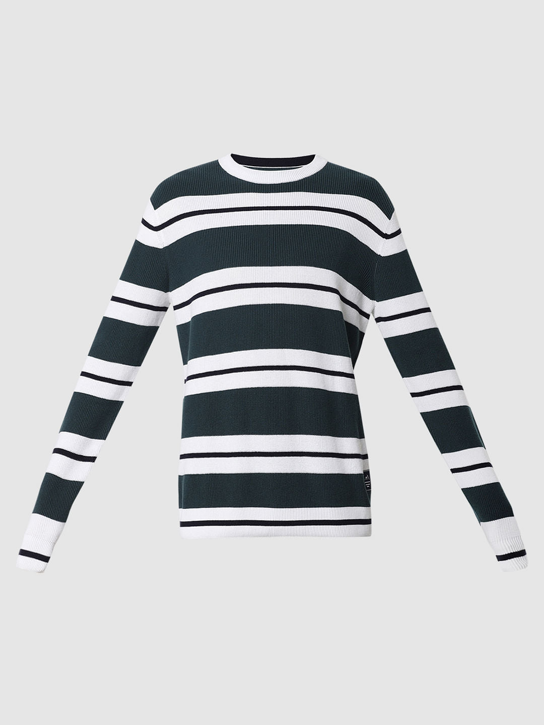 Dark Green Striped Pullover