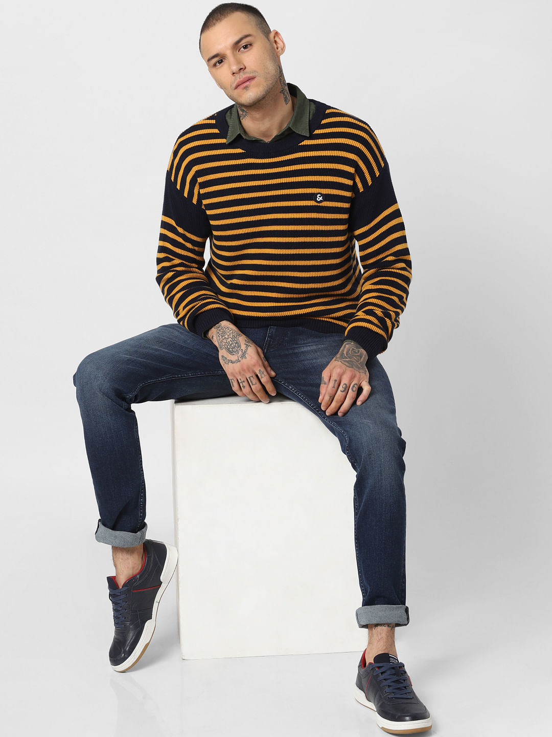 Yellow Striped Pullover - S
