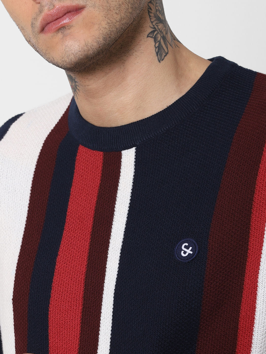 Navy Blue Striped Pullover