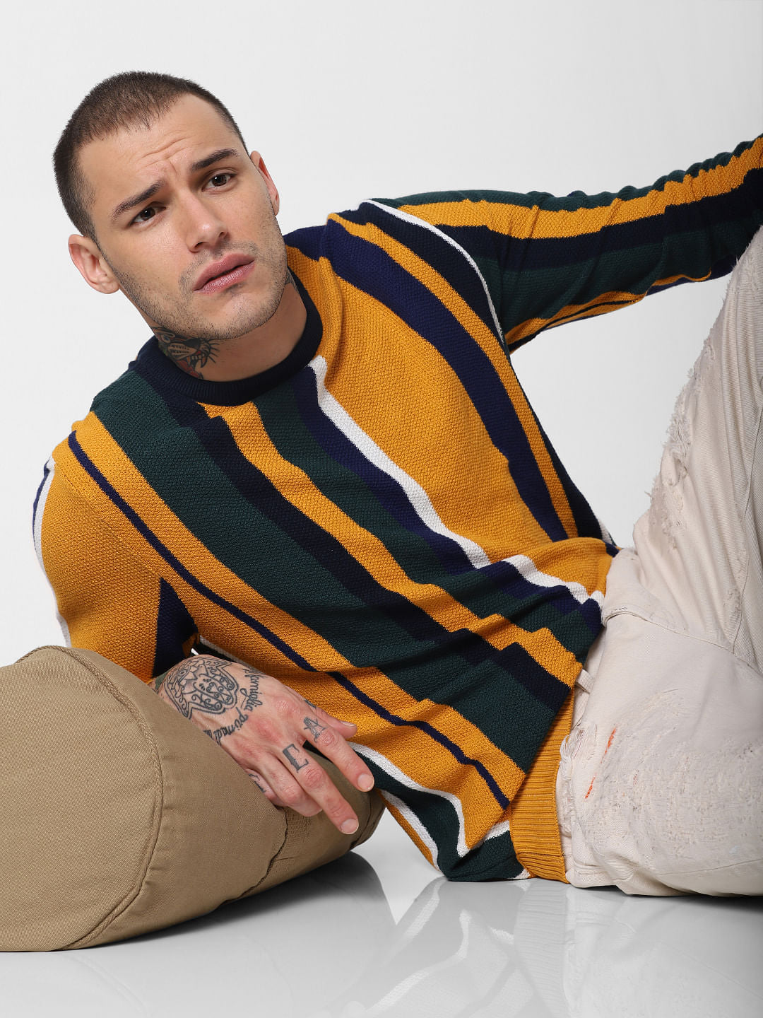 Yellow Striped Pullover - S