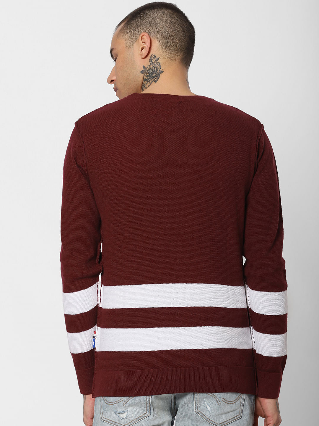 Dark Red Striped Pullover