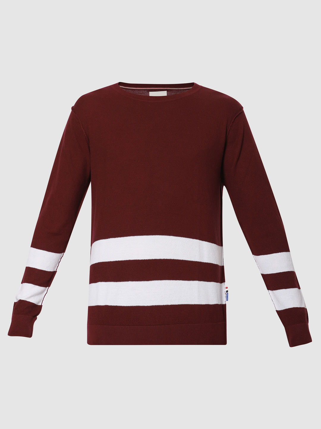 Dark Red Striped Pullover