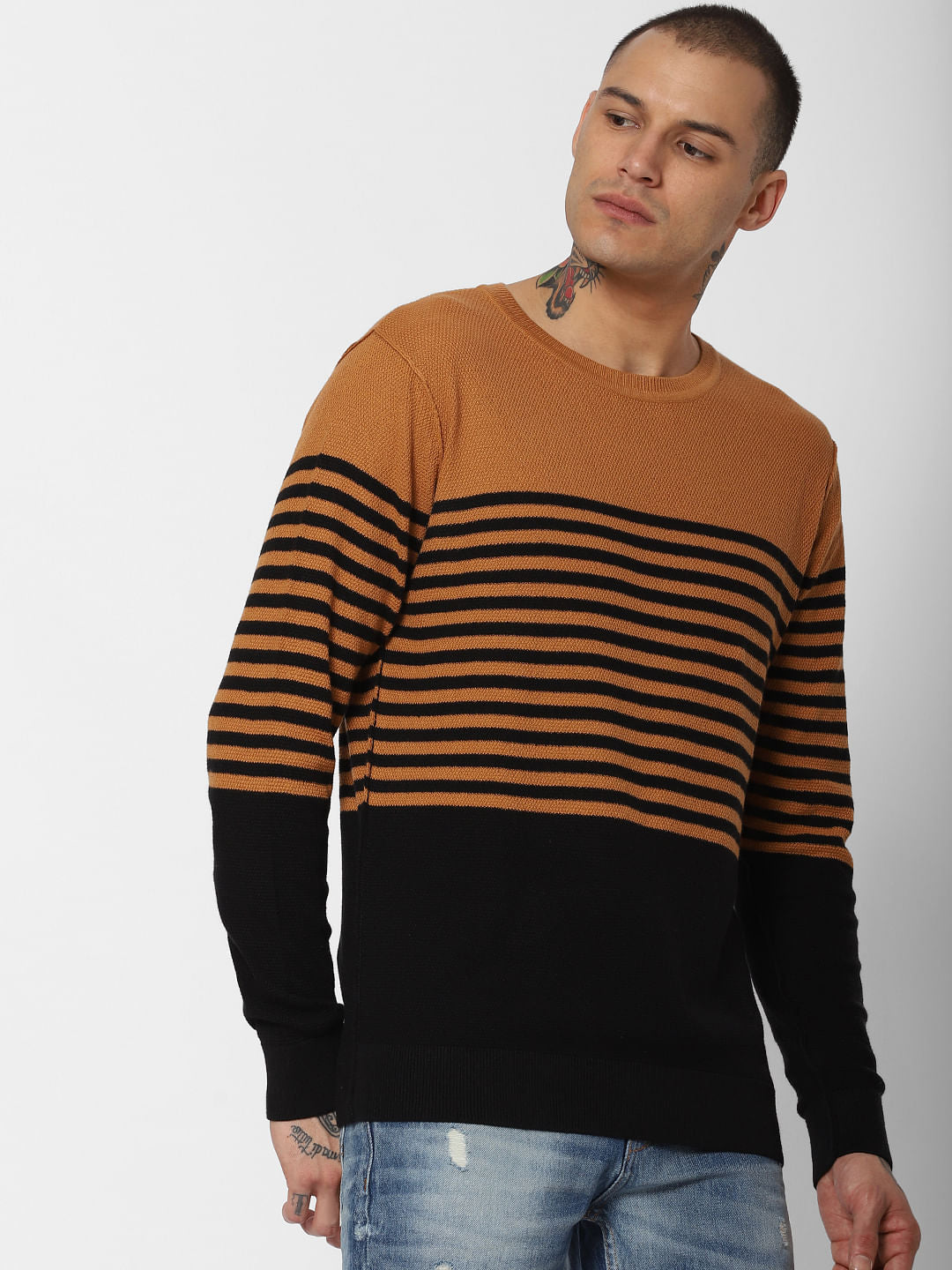 Brown Striped Pullover