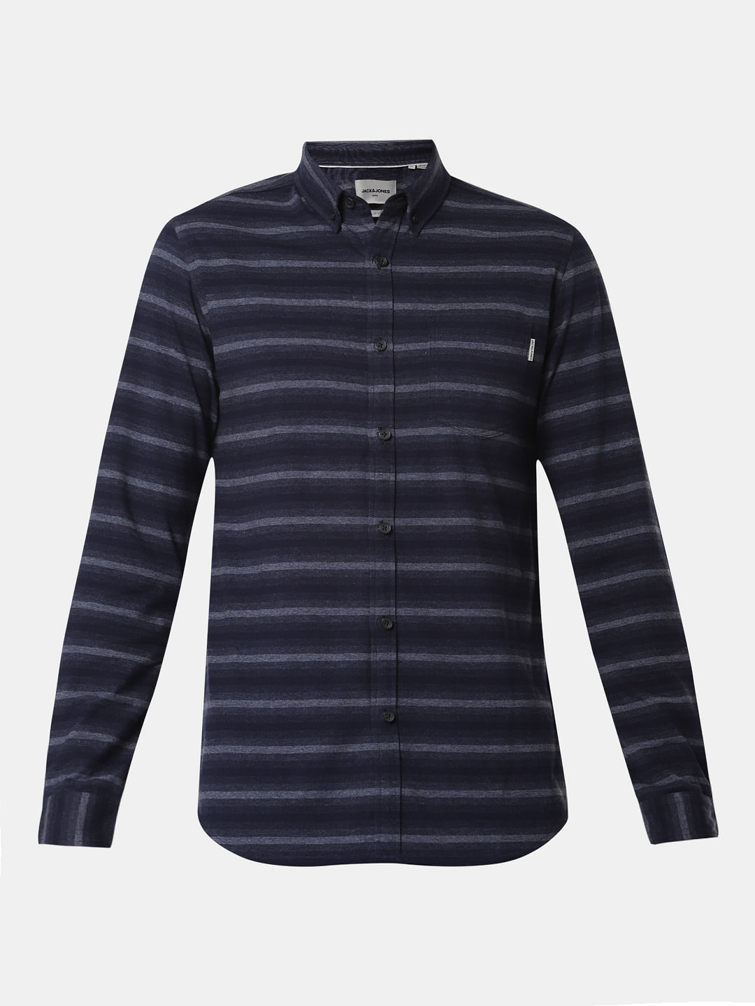 Dark Blue Striped Full Sleeves Shirt
