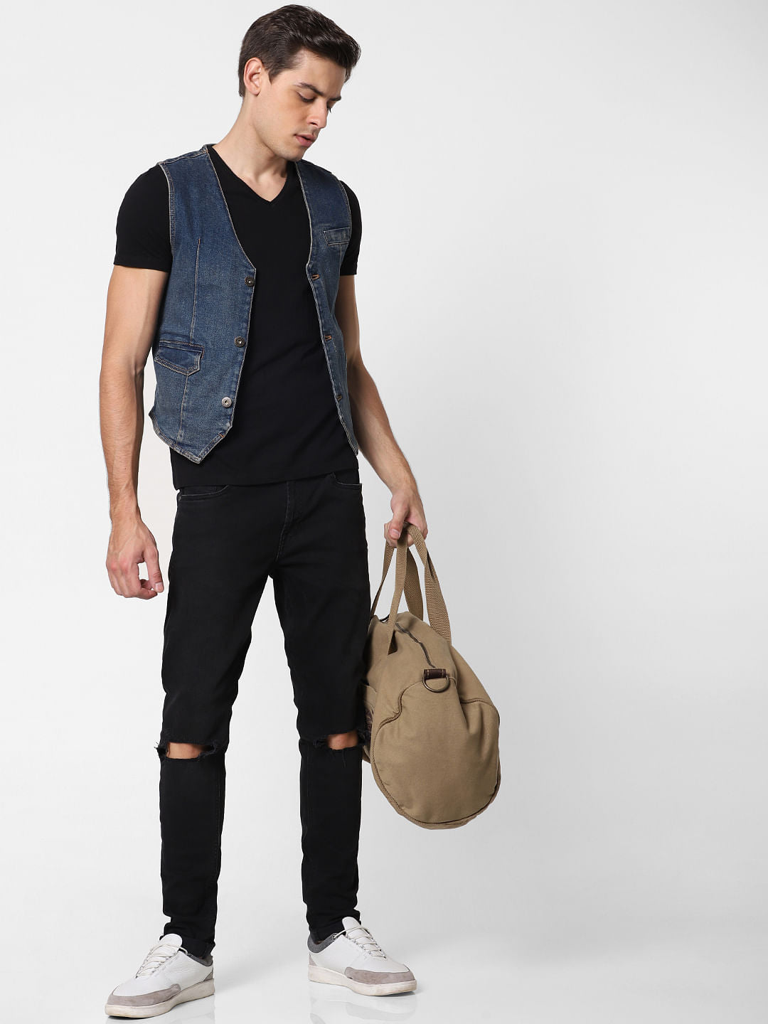 Blue Washed Denim Waistcoat - S