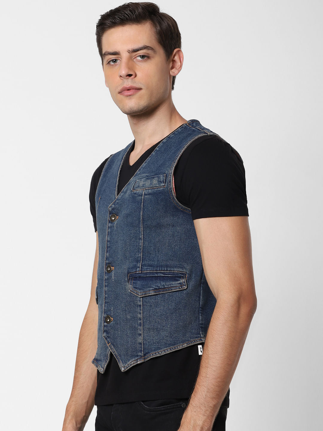 Blue Washed Denim Waistcoat
