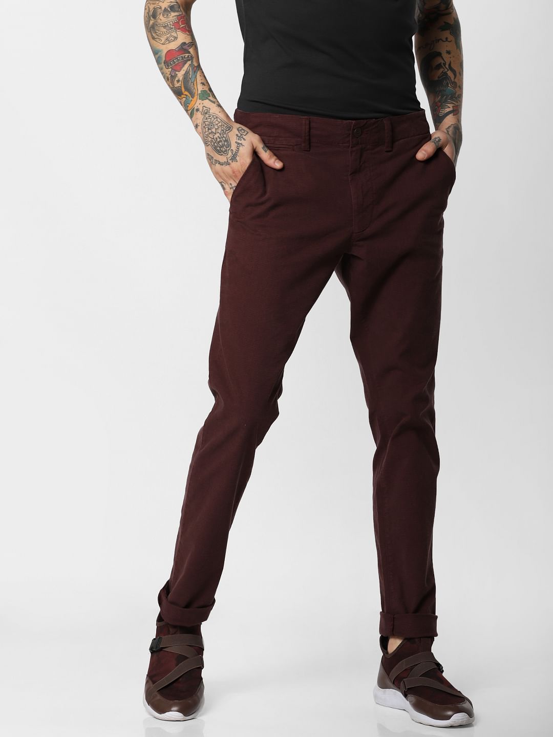 Burgundy Slim Fit Pants - 28/30