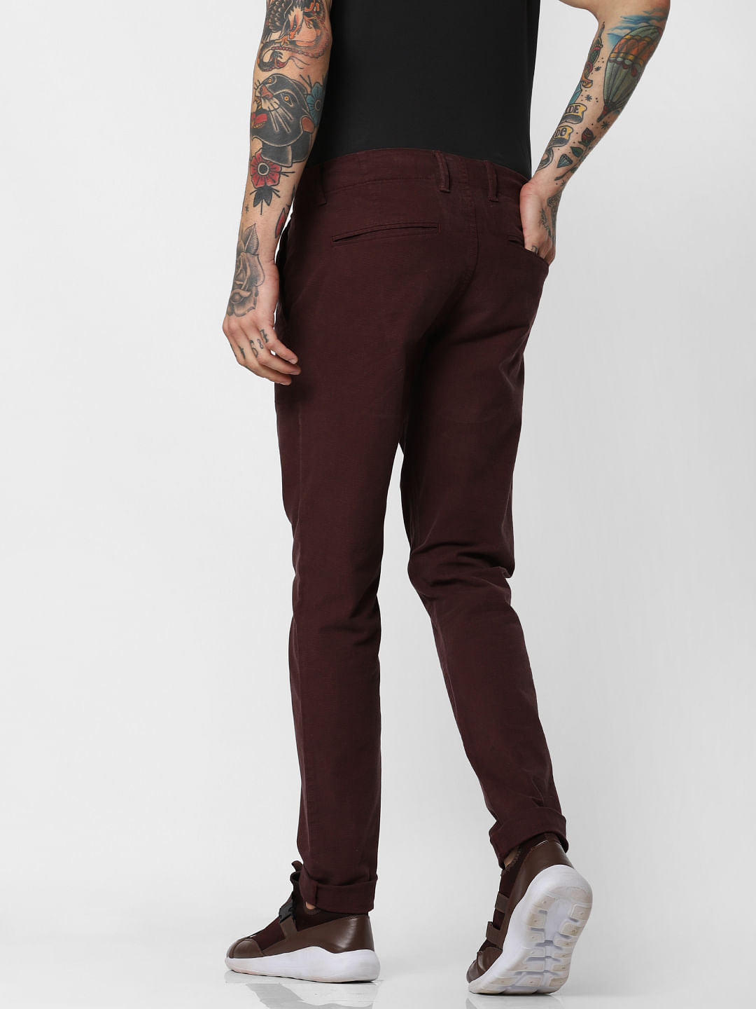 Burgundy Slim Fit Pants