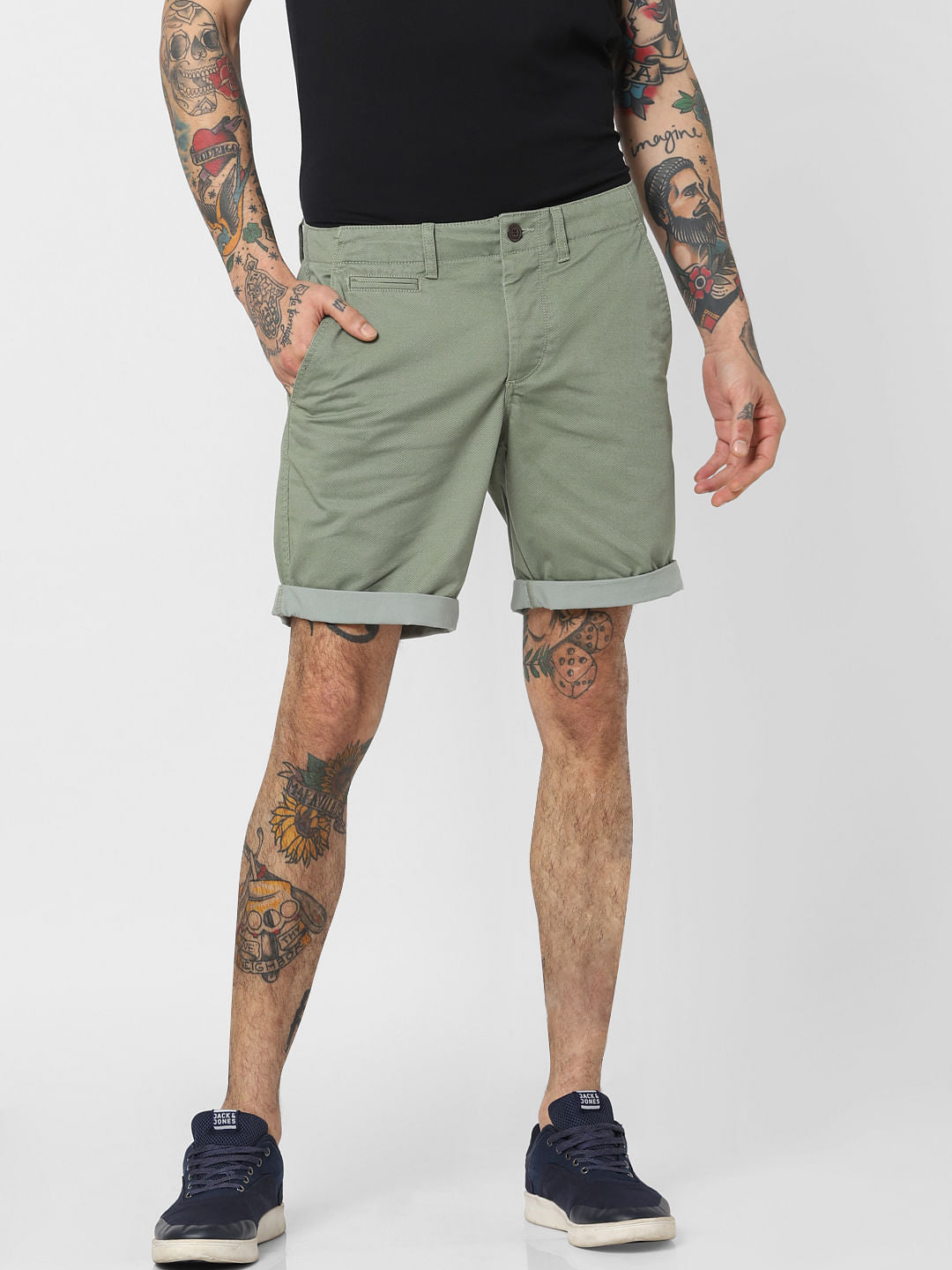 Green Chino Shorts - S