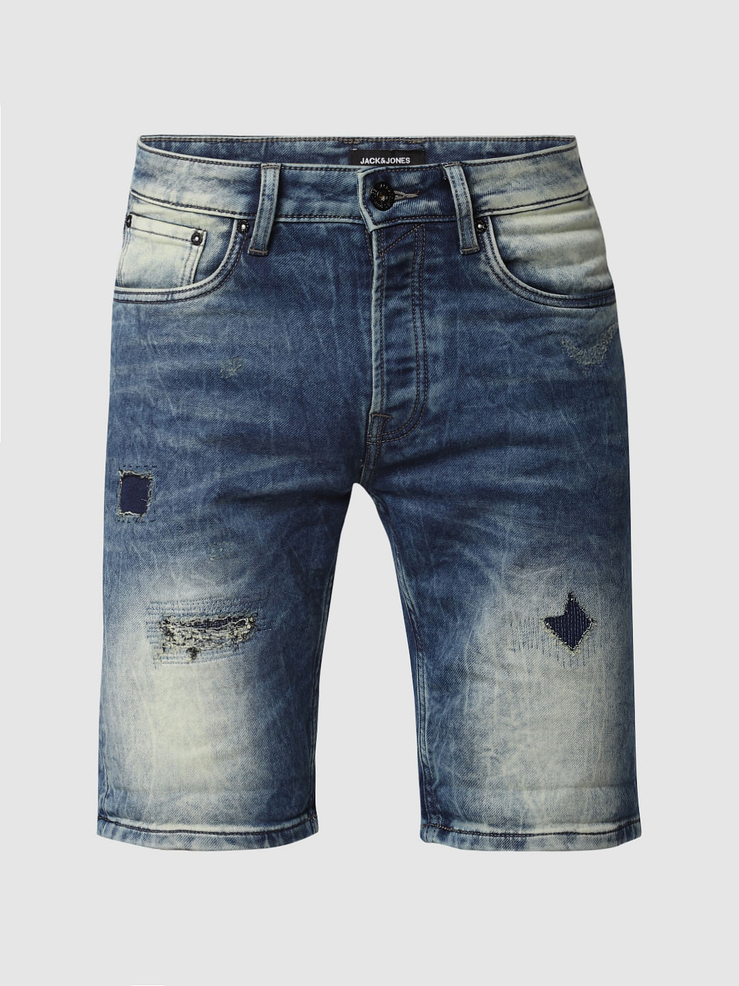 Blue Distressed Denim Shorts