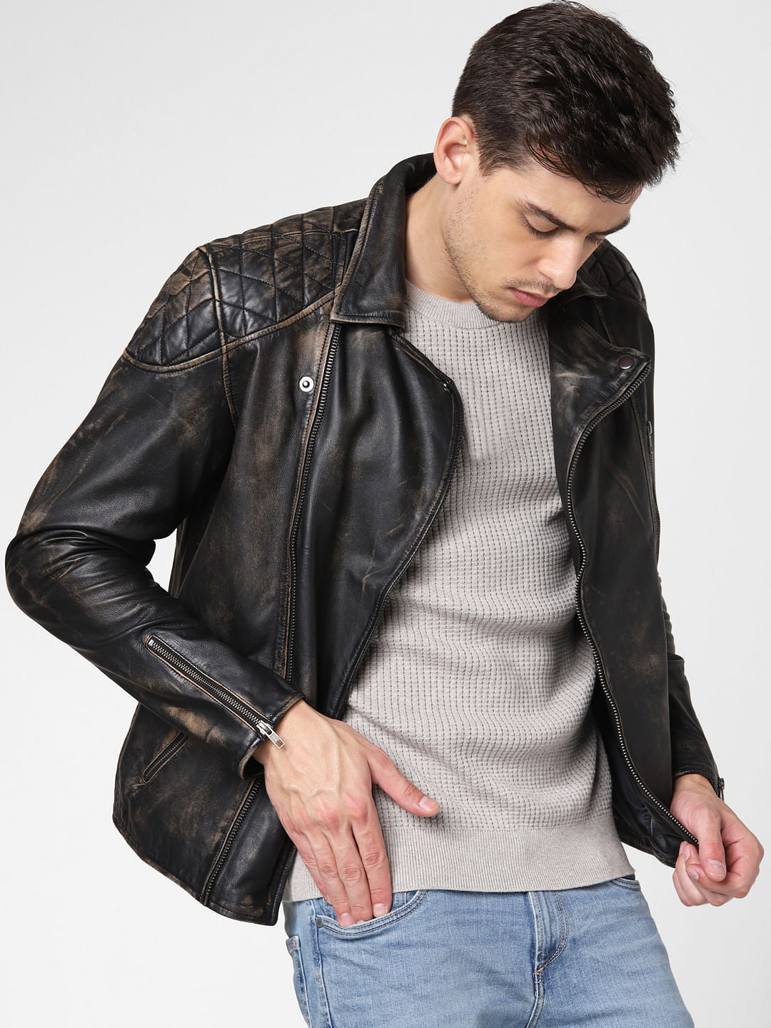 Light Grey Textured Pullover - S