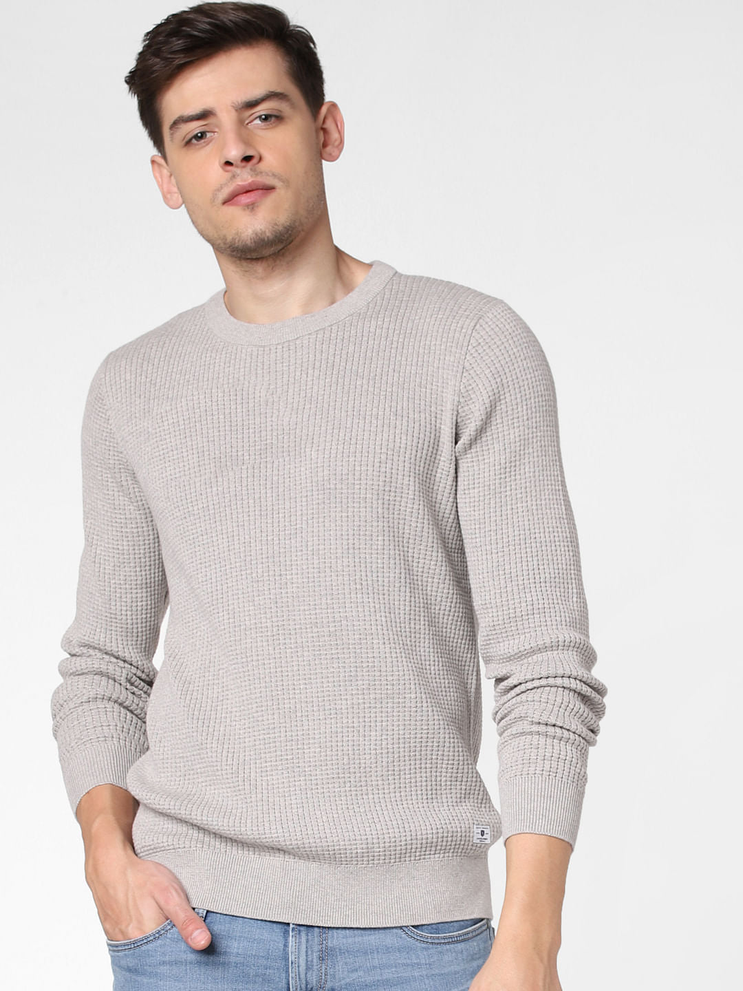 Light Grey Textured Pullover