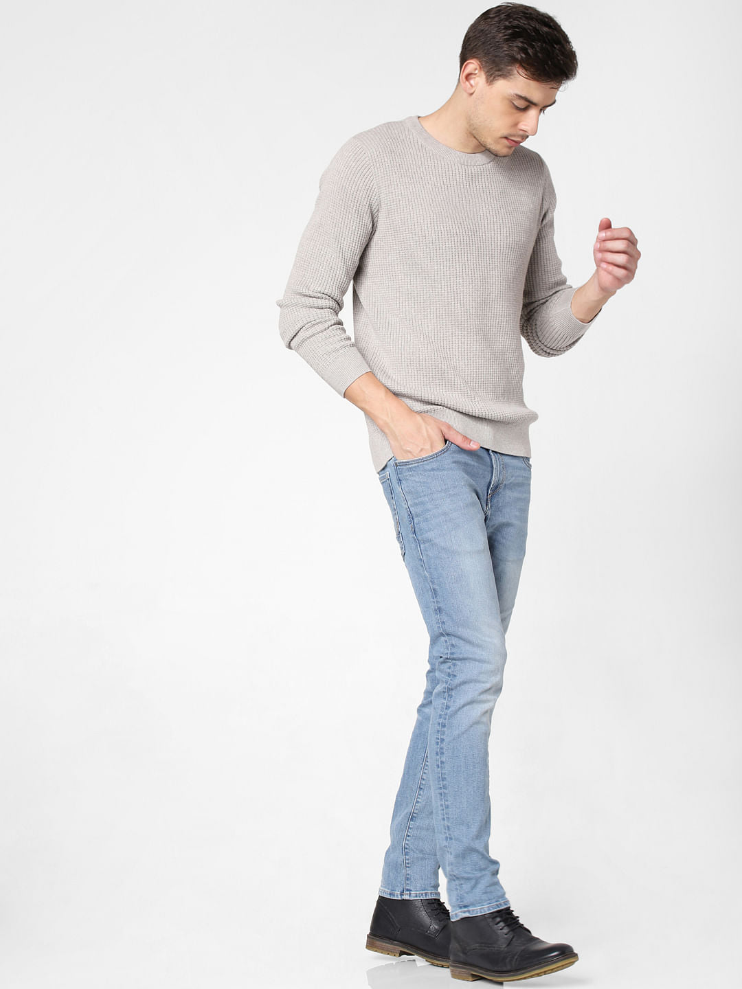 Light Grey Textured Pullover