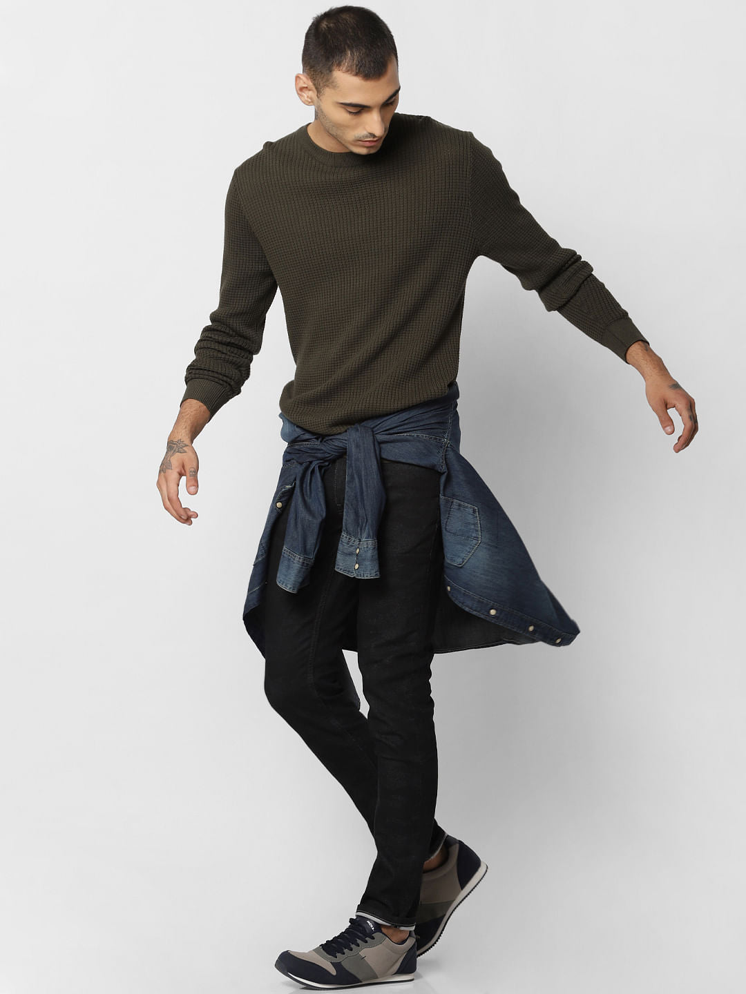 Dark Green Textured Pullover - S