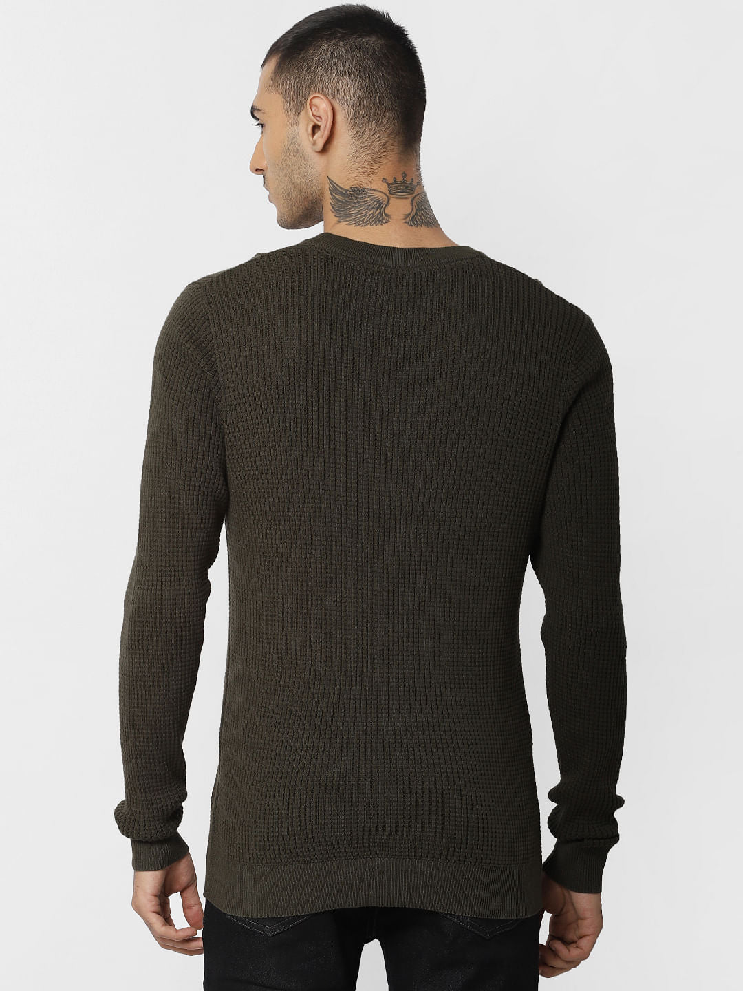 Dark Green Textured Pullover