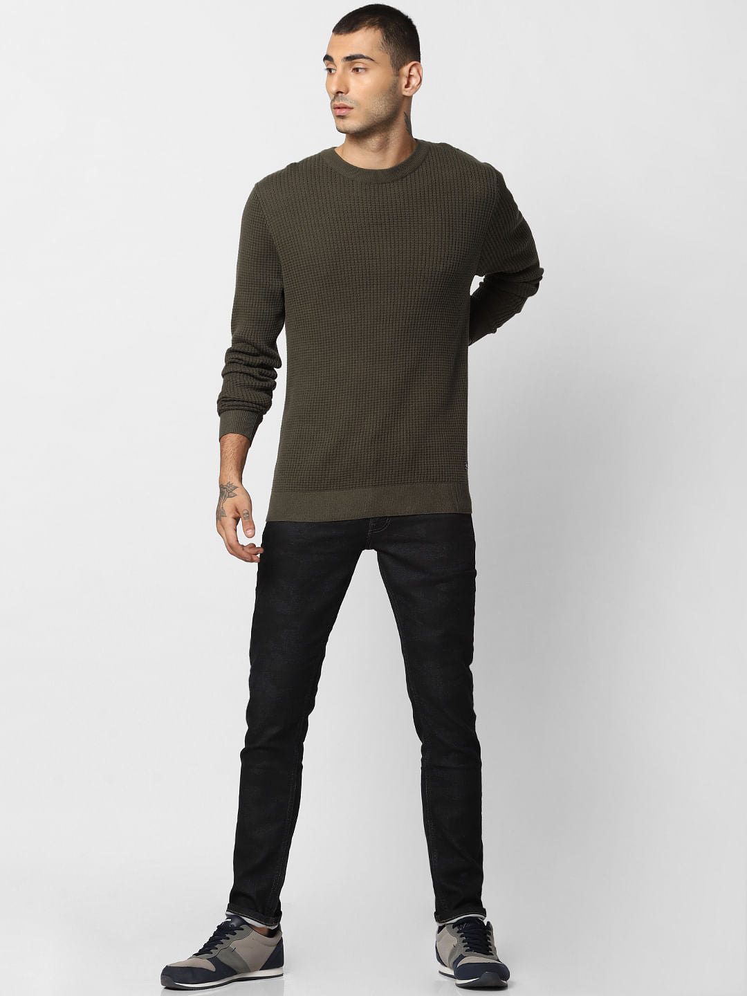 Dark Green Textured Pullover