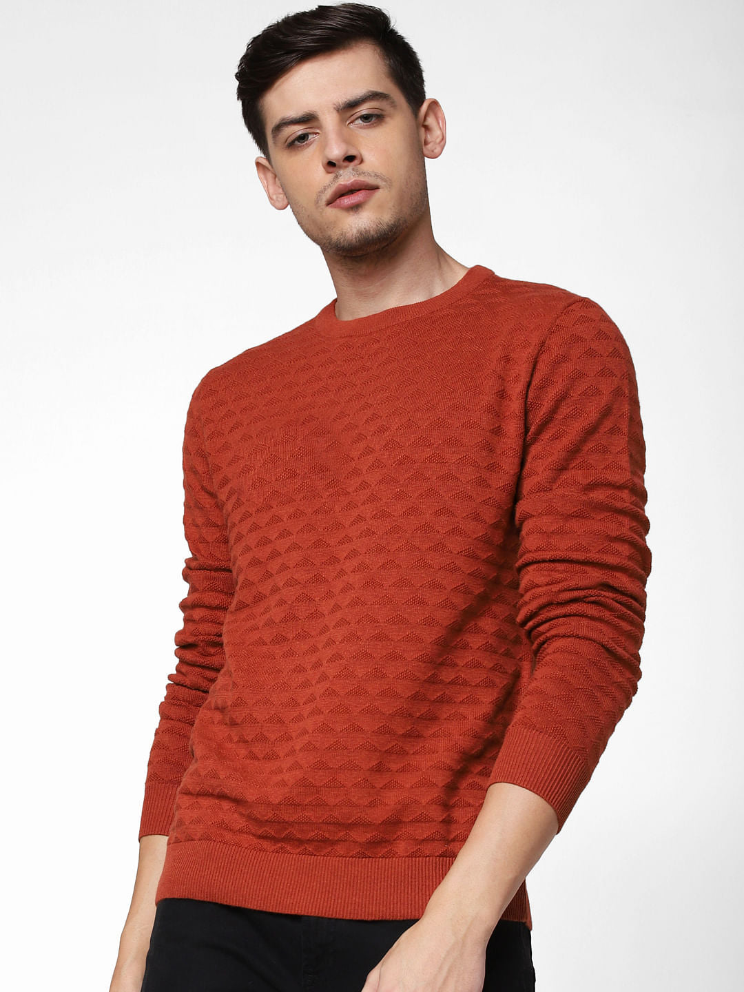 Brick Red Textured Pullover